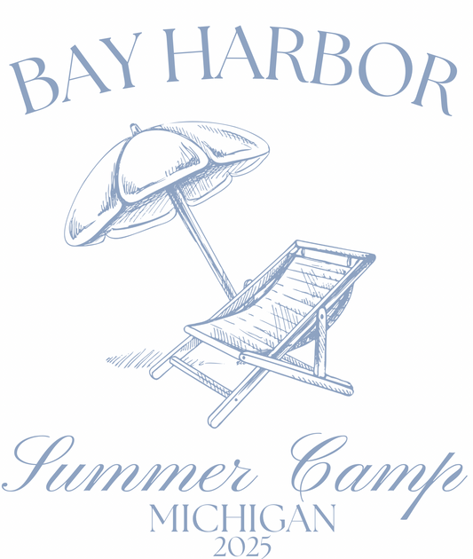 BAY HARBOR SUMMER CAMP MICHIGAN 2025 T-Shirt (chair graphic)