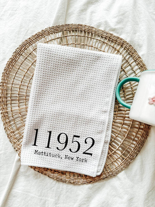 49770 Bay Harbor Zip Code Tea Towel