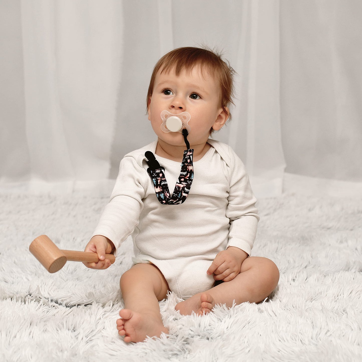 Baby Pacifier Clip Leash-Assorted whimsical patterns