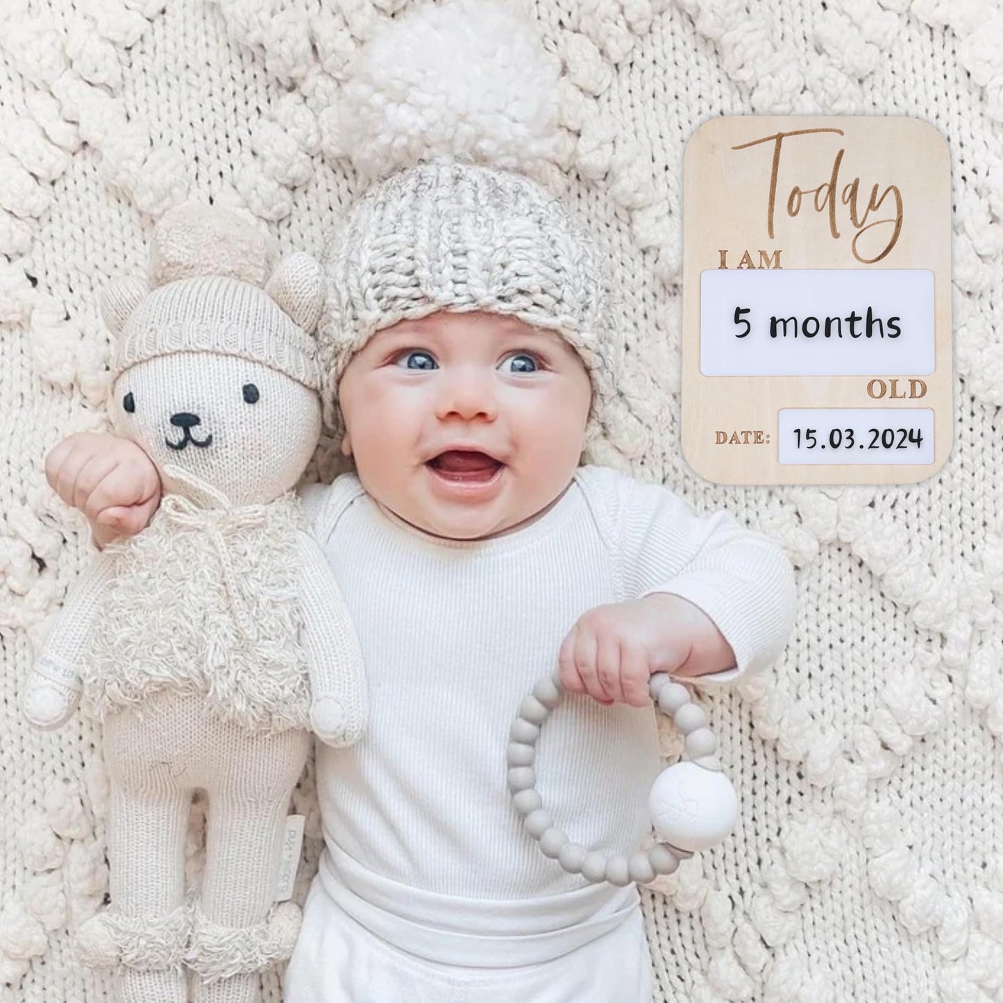 Baby Monthly Milestone Cards (Wooden)