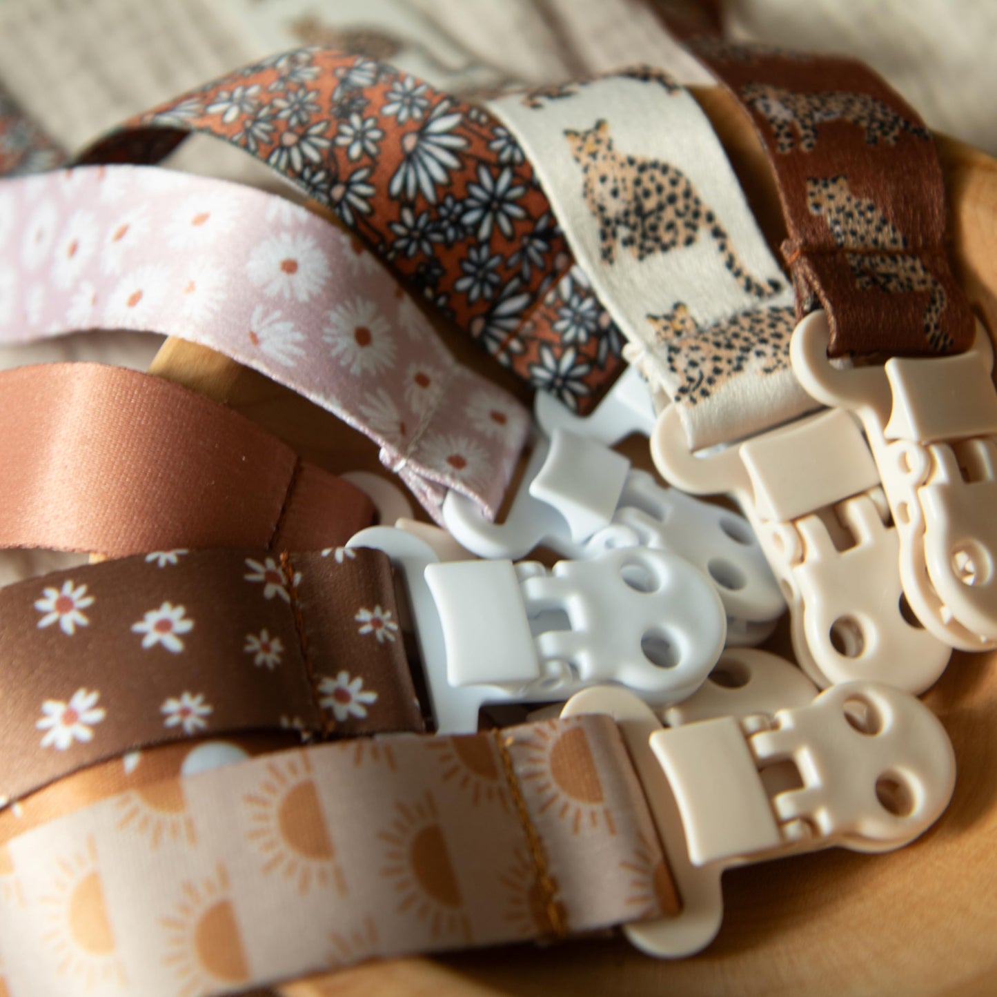 Baby Pacifier Clip Leash-Assorted whimsical patterns