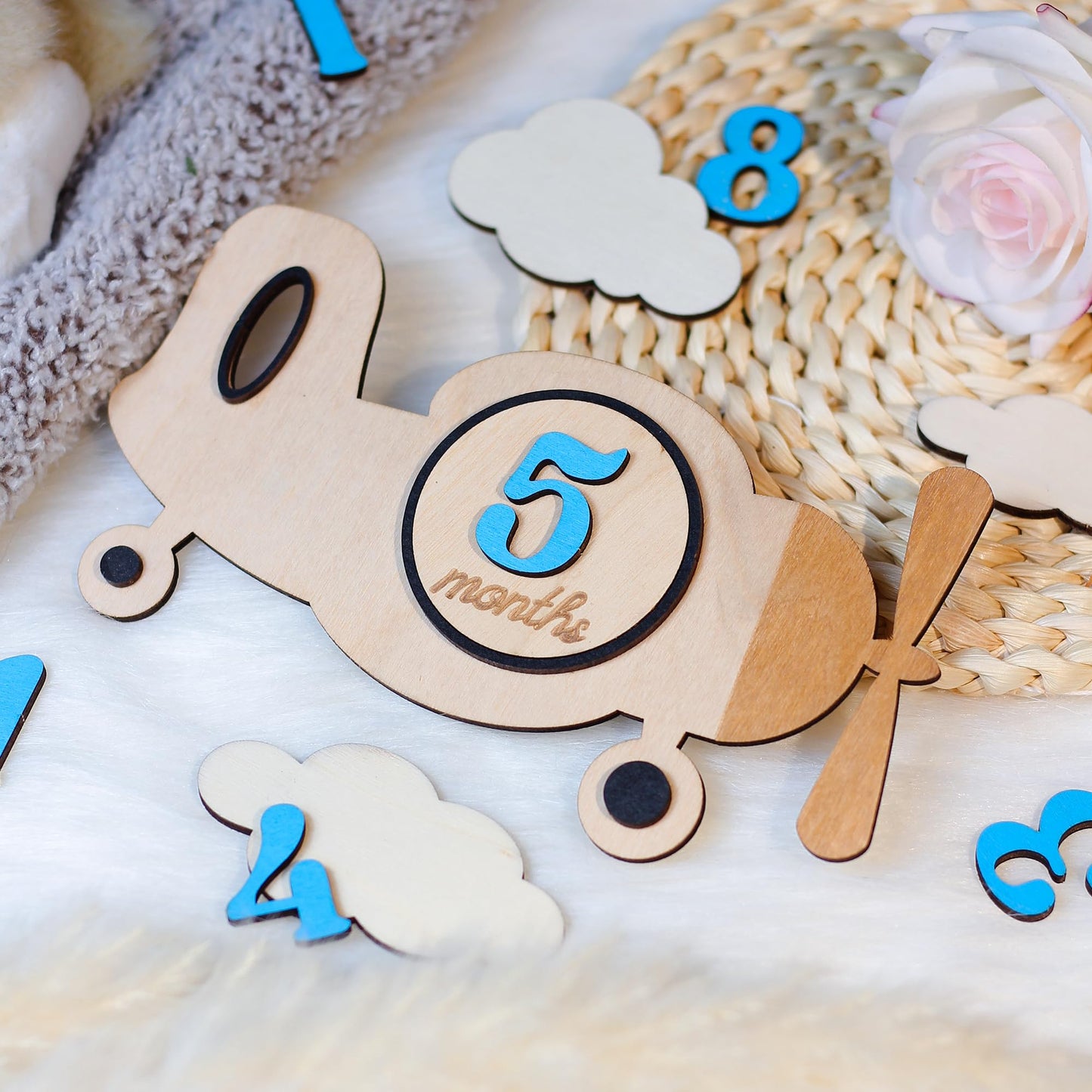 Baby Monthly Milestone Cards (Wooden)