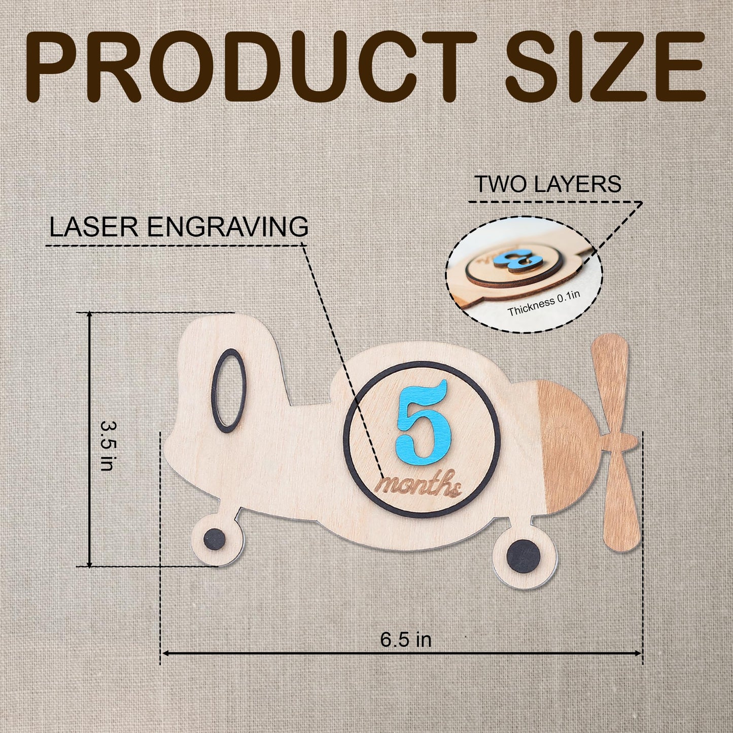 Baby Monthly Milestone Cards (Wooden)