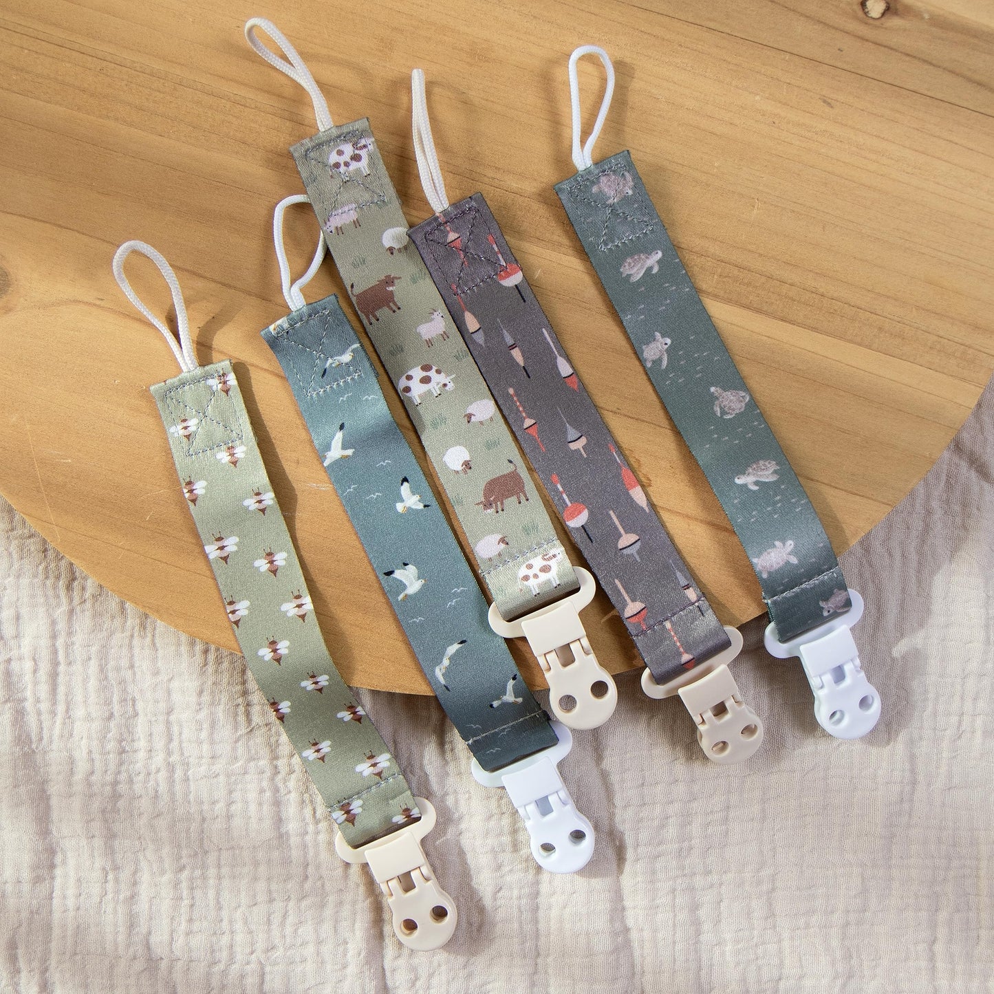Baby Pacifier Clip Leash-Assorted whimsical patterns