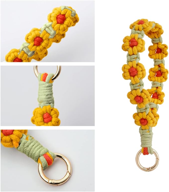 Handmade macrame Boho flower keychain