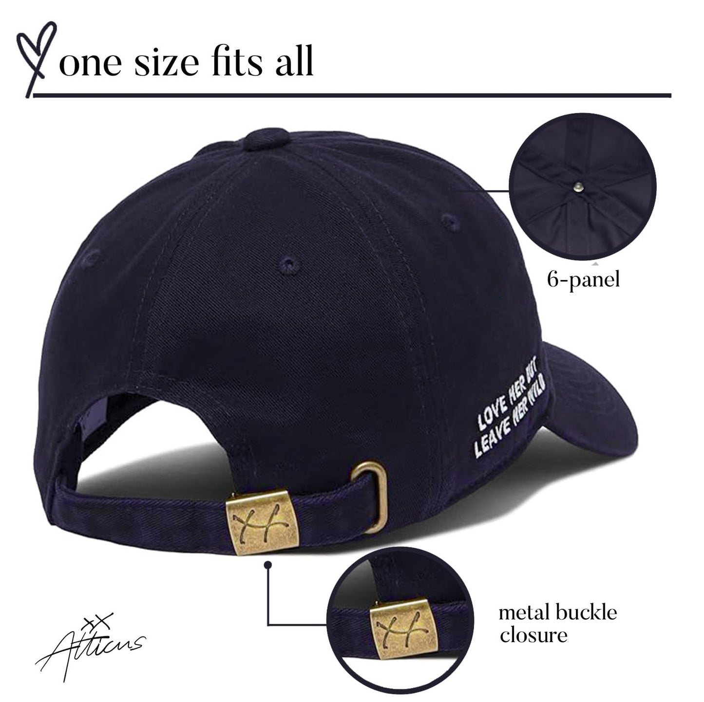 Atticus Poetry Hat, Embroidered Brushed Cotton Women’s Baseball Hat Unisex Fit, Adjustable One Size