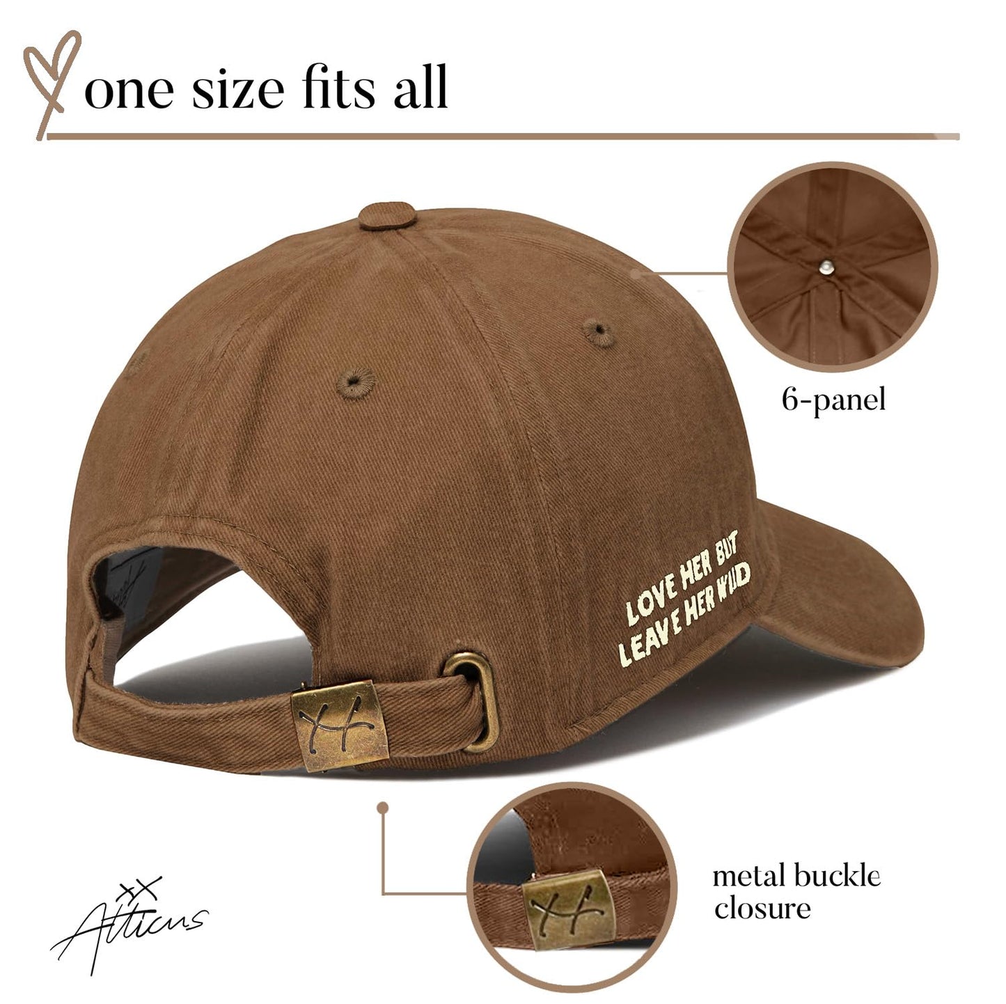 Atticus Poetry Hat, Embroidered Brushed Cotton Women’s Baseball Hat Unisex Fit, Adjustable One Size