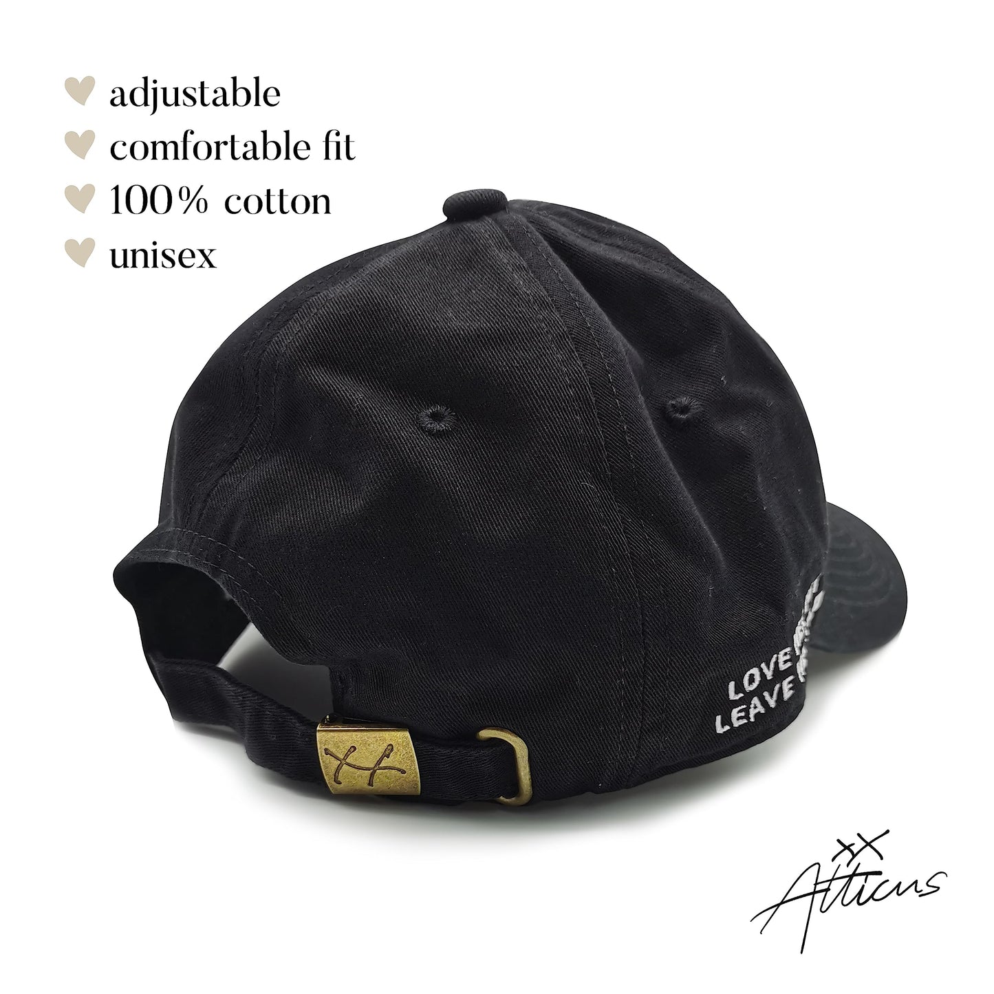 Atticus Poetry Hat, Embroidered Brushed Cotton Women’s Baseball Hat Unisex Fit, Adjustable One Size