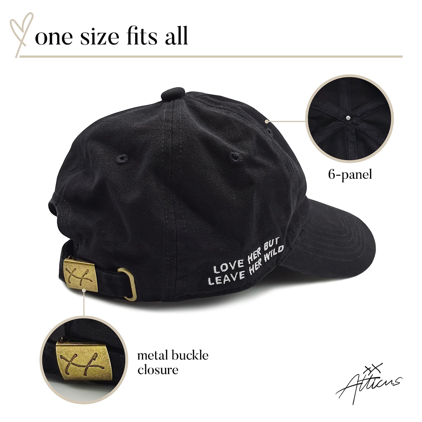 Atticus Poetry Hat, Embroidered Brushed Cotton Women’s Baseball Hat Unisex Fit, Adjustable One Size