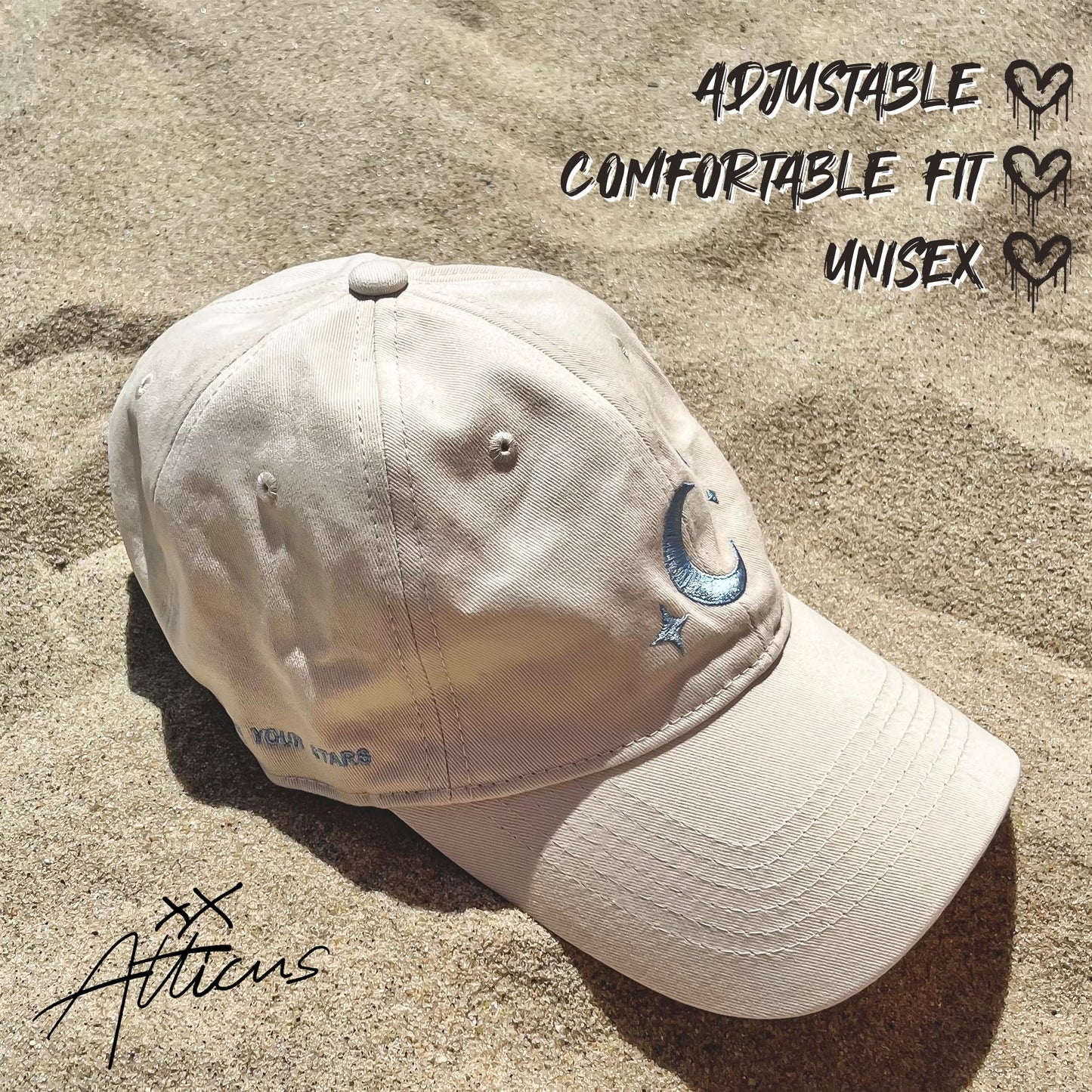 Atticus Poetry Hat, Embroidered Brushed Cotton Women’s Baseball Hat Unisex Fit, Adjustable One Size