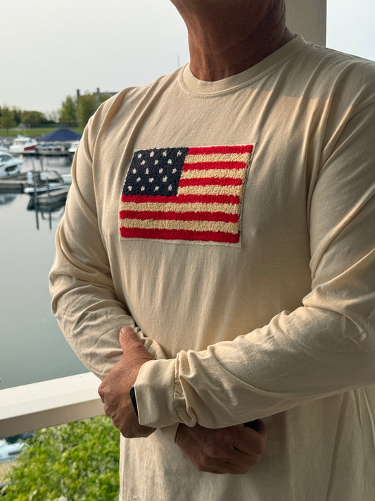 USA Flag Adult Long Sleeve T- Shirt