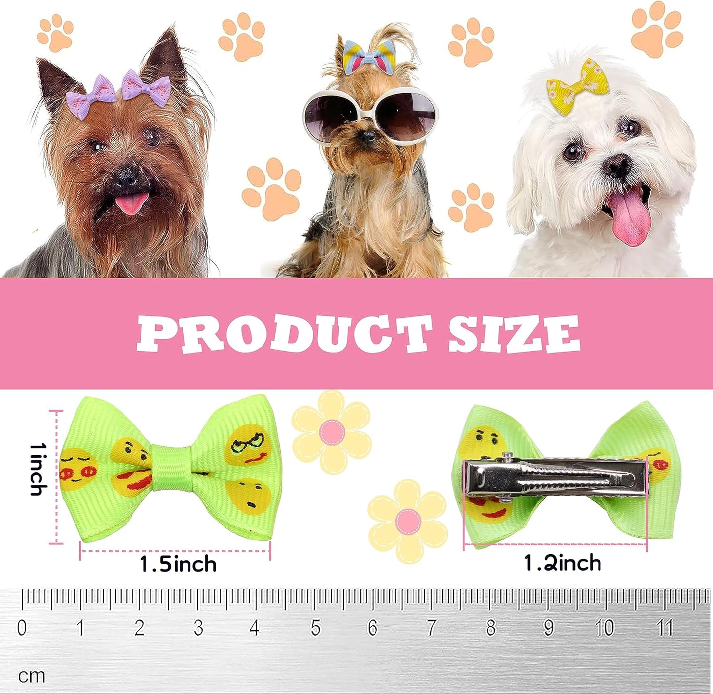 Dog Hair Bows for Small Dogs- 60 Piesces Handmade Hair Clips with Clips, Pet Grooming Accessories for Yorkies