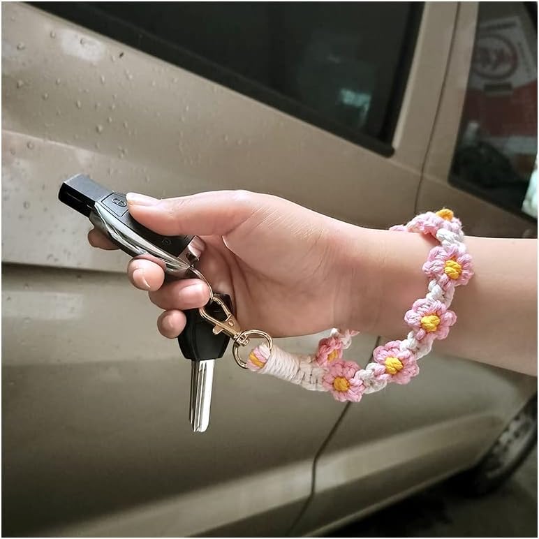 Handmade macrame Boho flower keychain