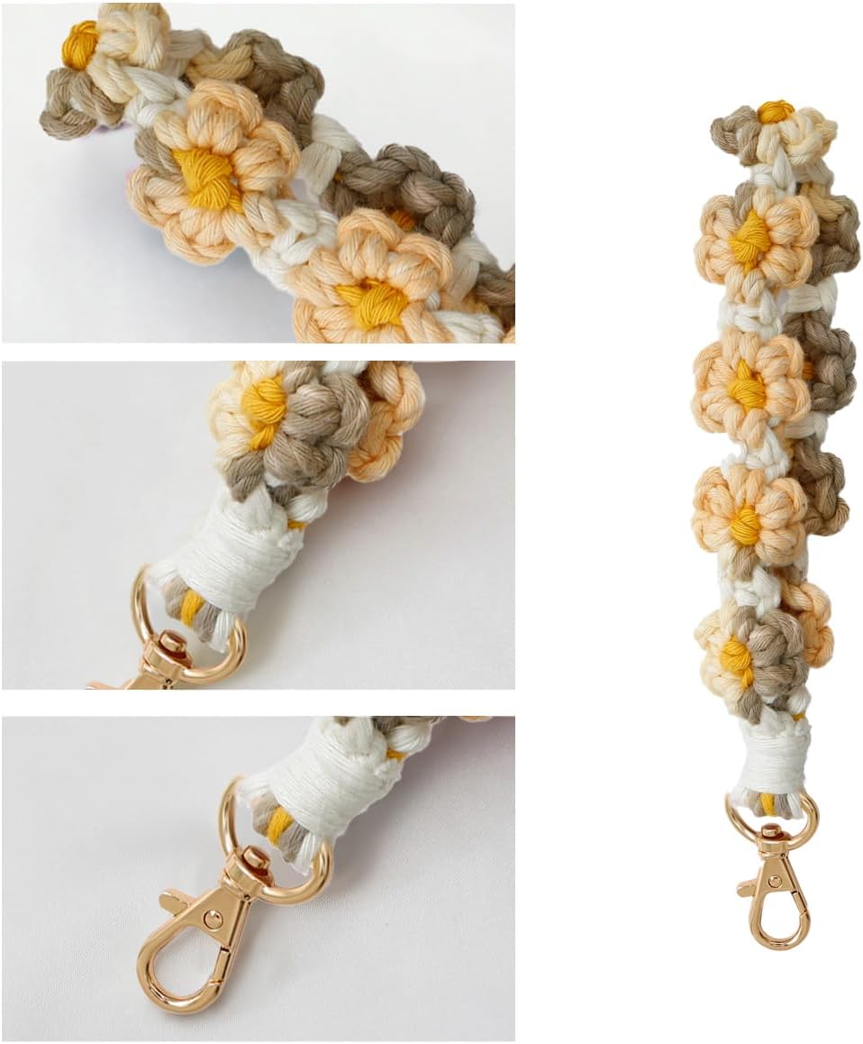 Handmade macrame Boho flower keychain