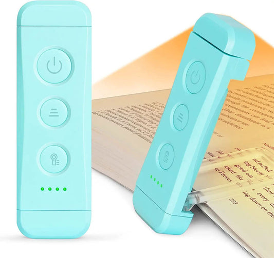 Glocusent USB Rechargeable Book Light for Reading in Bed, Portable Clip-on LED Reading Light, 3 Amber Colors & 5 Brightness Dimmable, Compact & Long Lasting, Perfect for Book Lovers, Kids