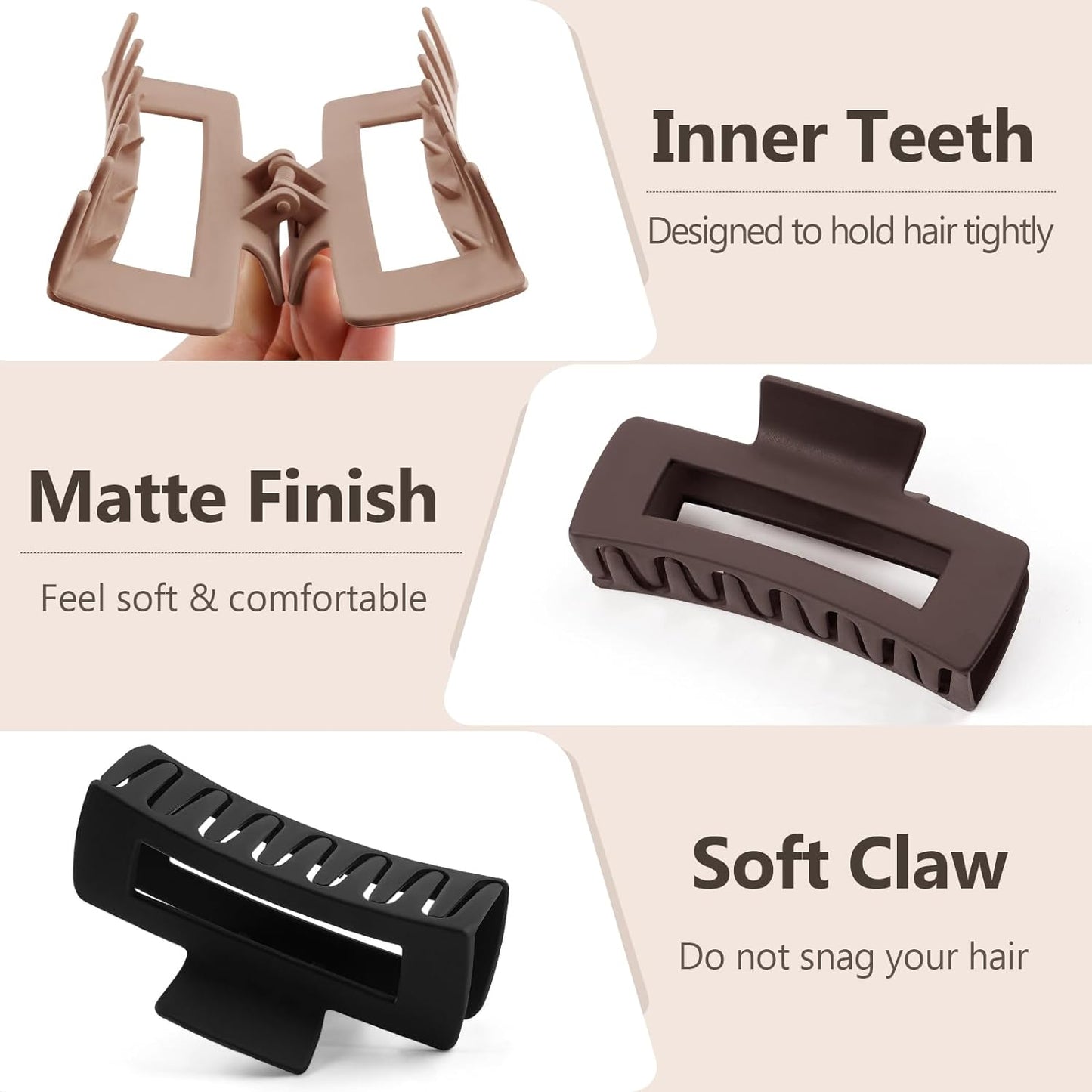 Hair Clips-8pk.(2 Styles) Matte Finish