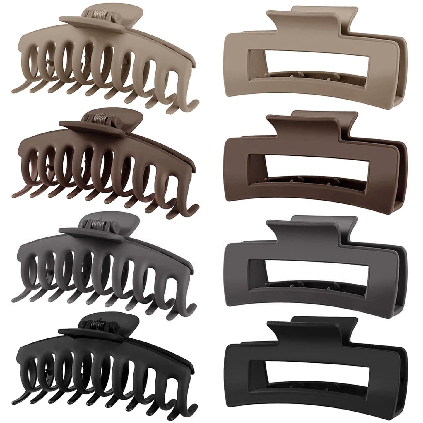 Hair Clips-8pk.(2 Styles) Matte Finish