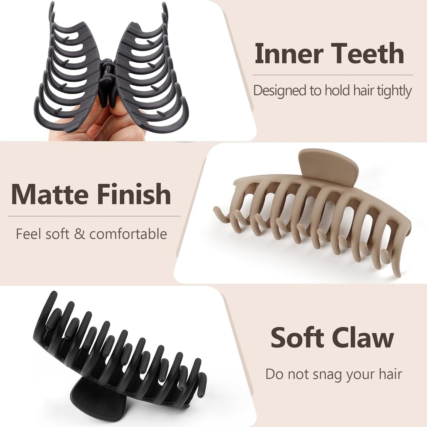 Hair Clips-8pk.(2 Styles) Matte Finish