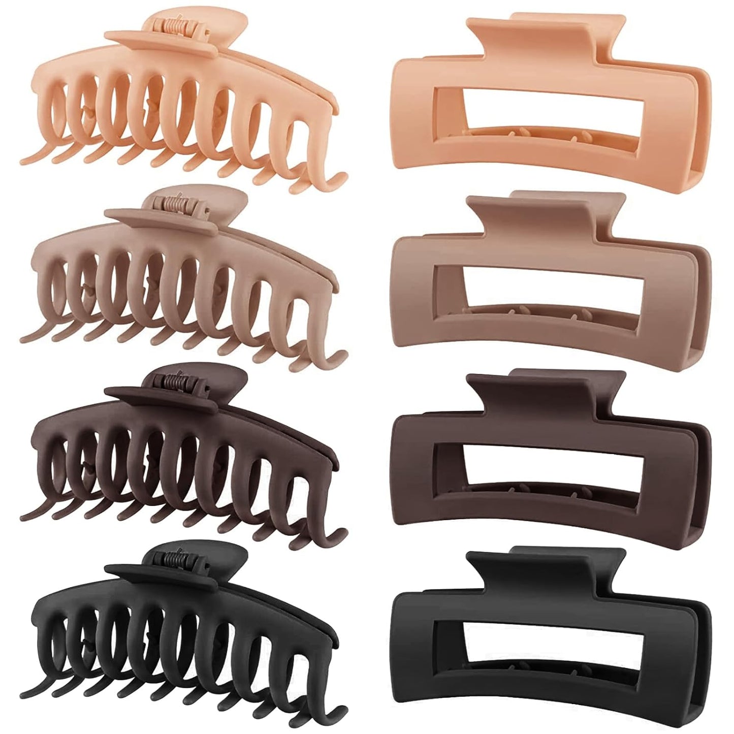 Hair Clips-8pk.(2 Styles) Matte Finish