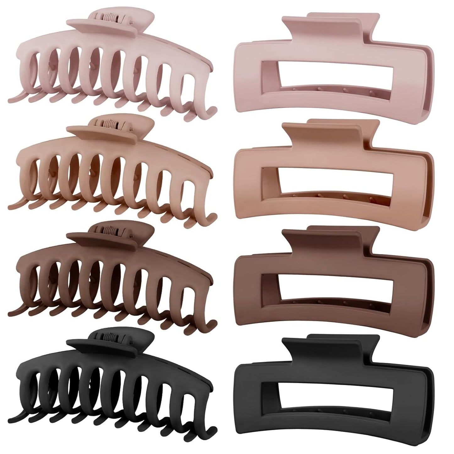 Hair Clips-8pk.(2 Styles) Matte Finish