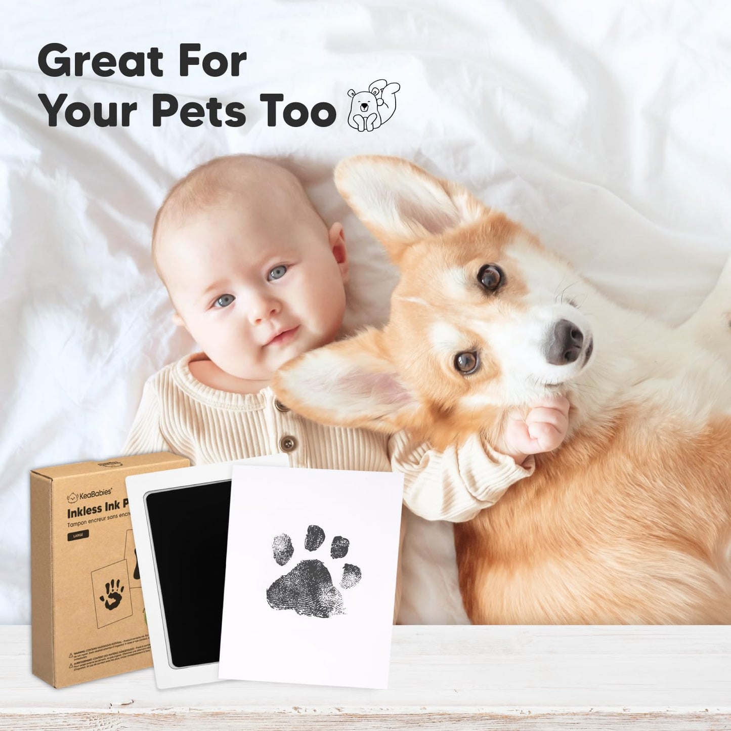 Inkless Pad for Baby Hand and Footprints -4-Pack/ Dog Paw or Nose