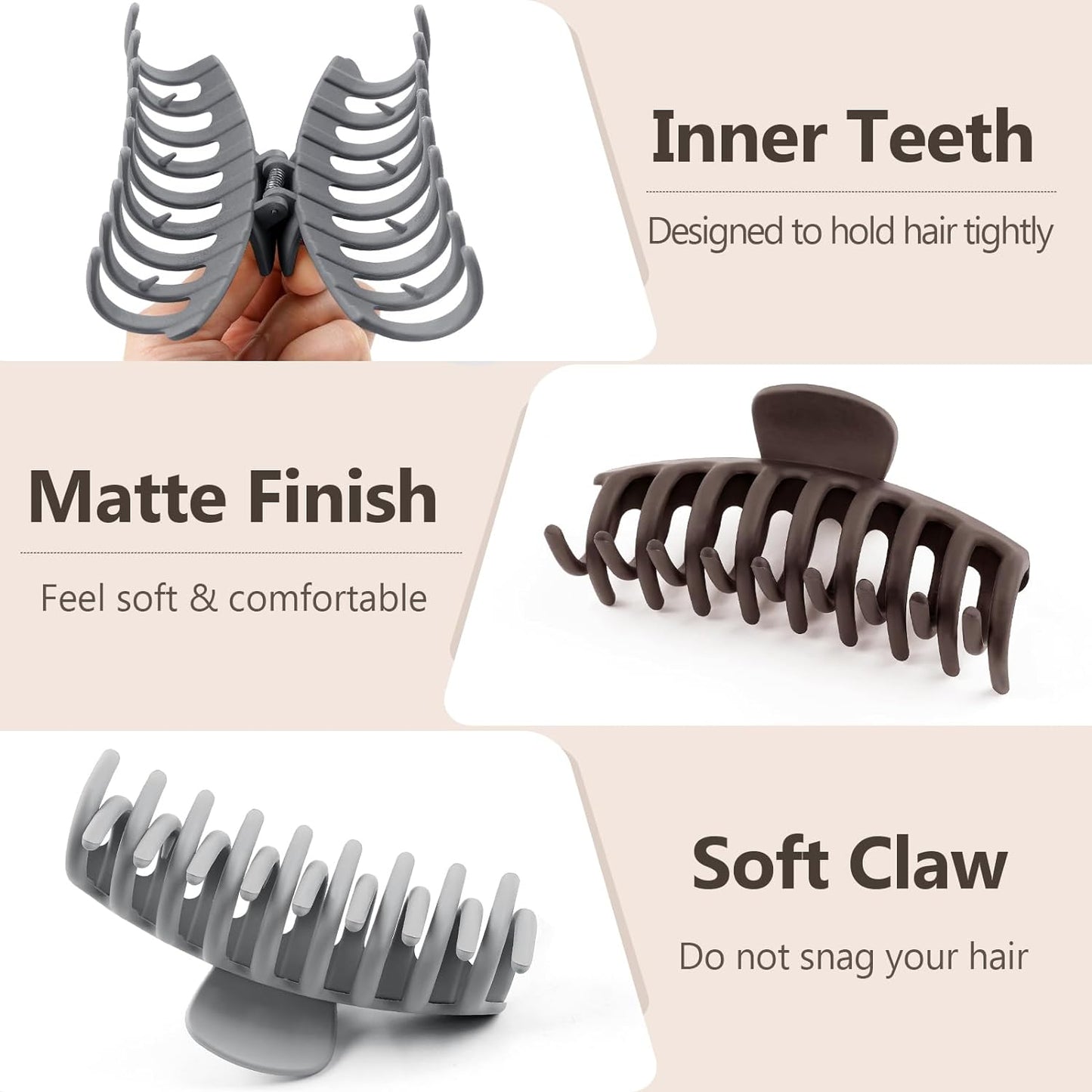 Hair Clips-8pk.(2 Styles) Matte Finish