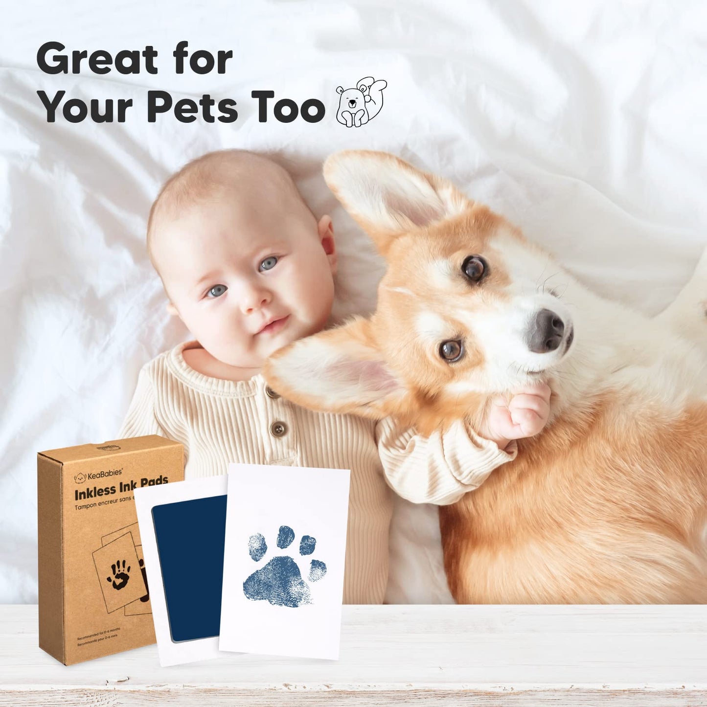 Inkless Pad for Baby Hand and Footprints -4-Pack/ Dog Paw or Nose