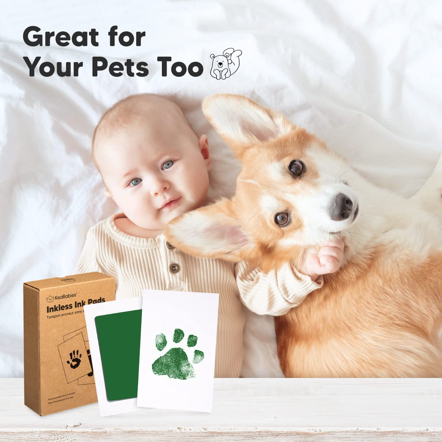 Inkless Pad for Baby Hand and Footprints -4-Pack/ Dog Paw or Nose