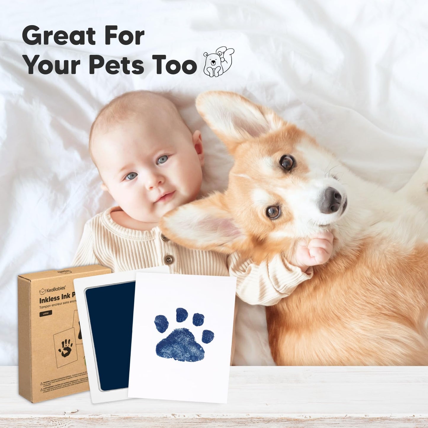 Inkless Pad for Baby Hand and Footprints -4-Pack/ Dog Paw or Nose