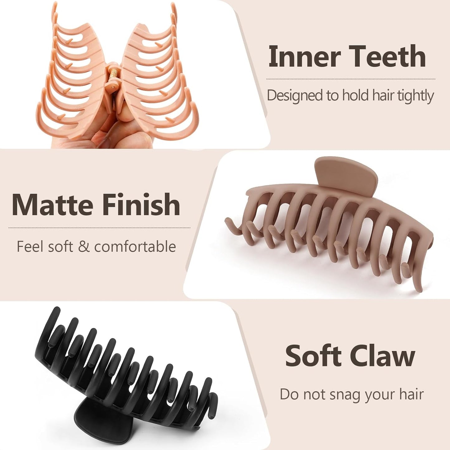 Hair Clips-8pk.(2 Styles) Matte Finish