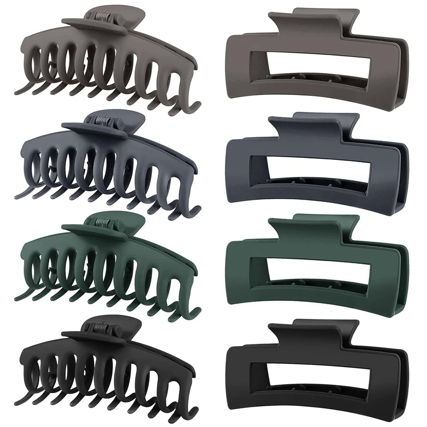 Hair Clips-8pk.(2 Styles) Matte Finish