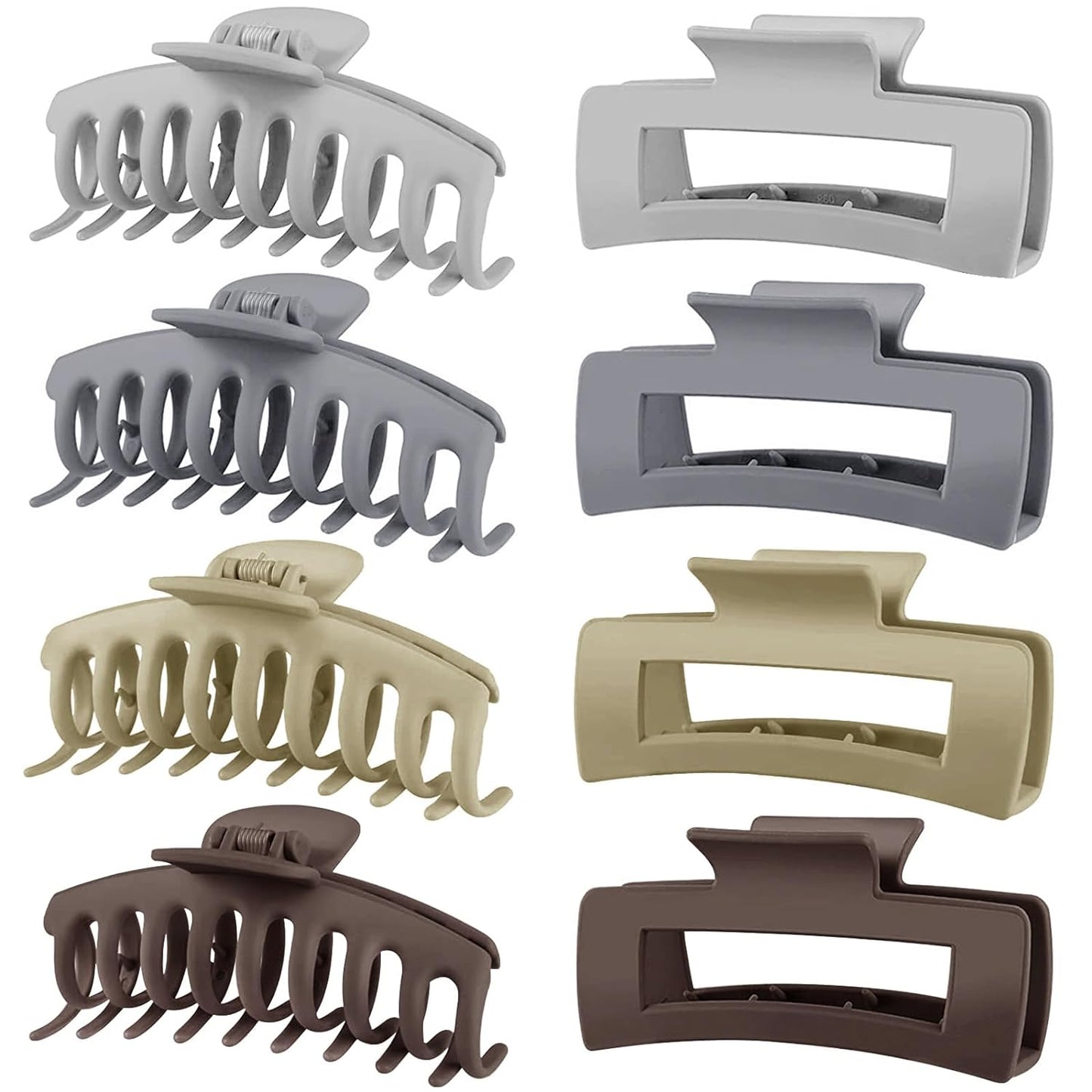 Hair Clips-8pk.(2 Styles) Matte Finish