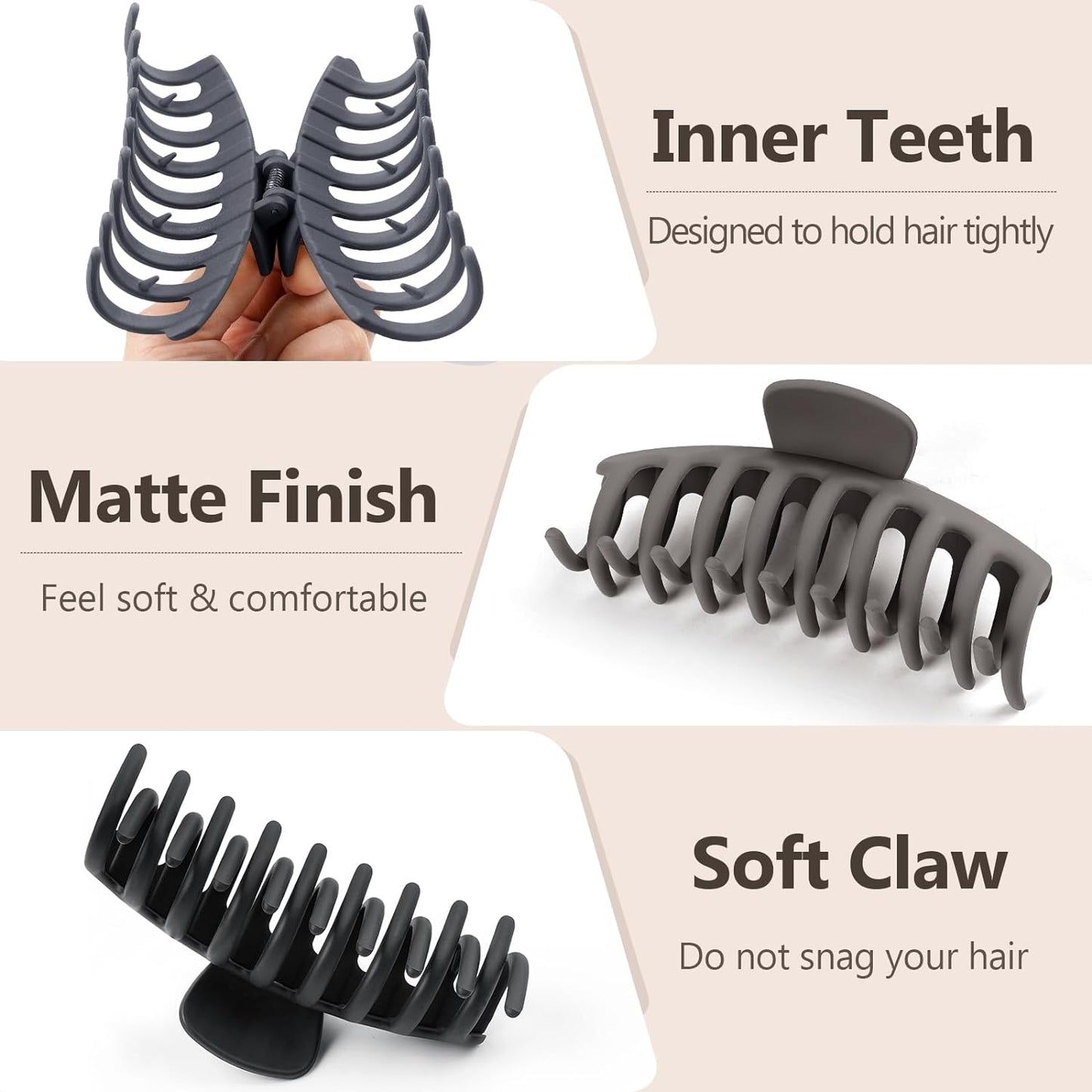 Hair Clips-8pk.(2 Styles) Matte Finish