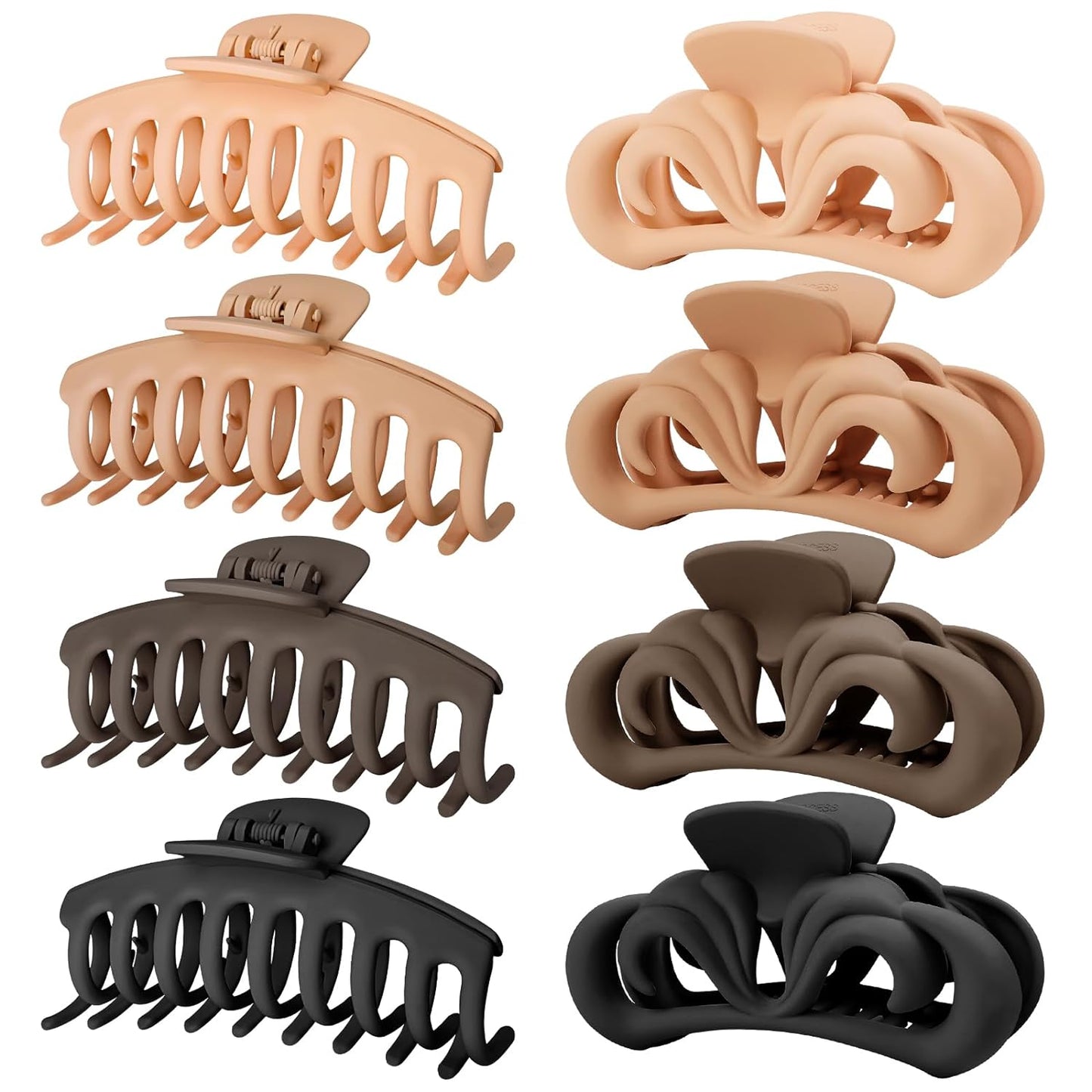 Hair Clips-8pk.(2 Styles) Matte Finish