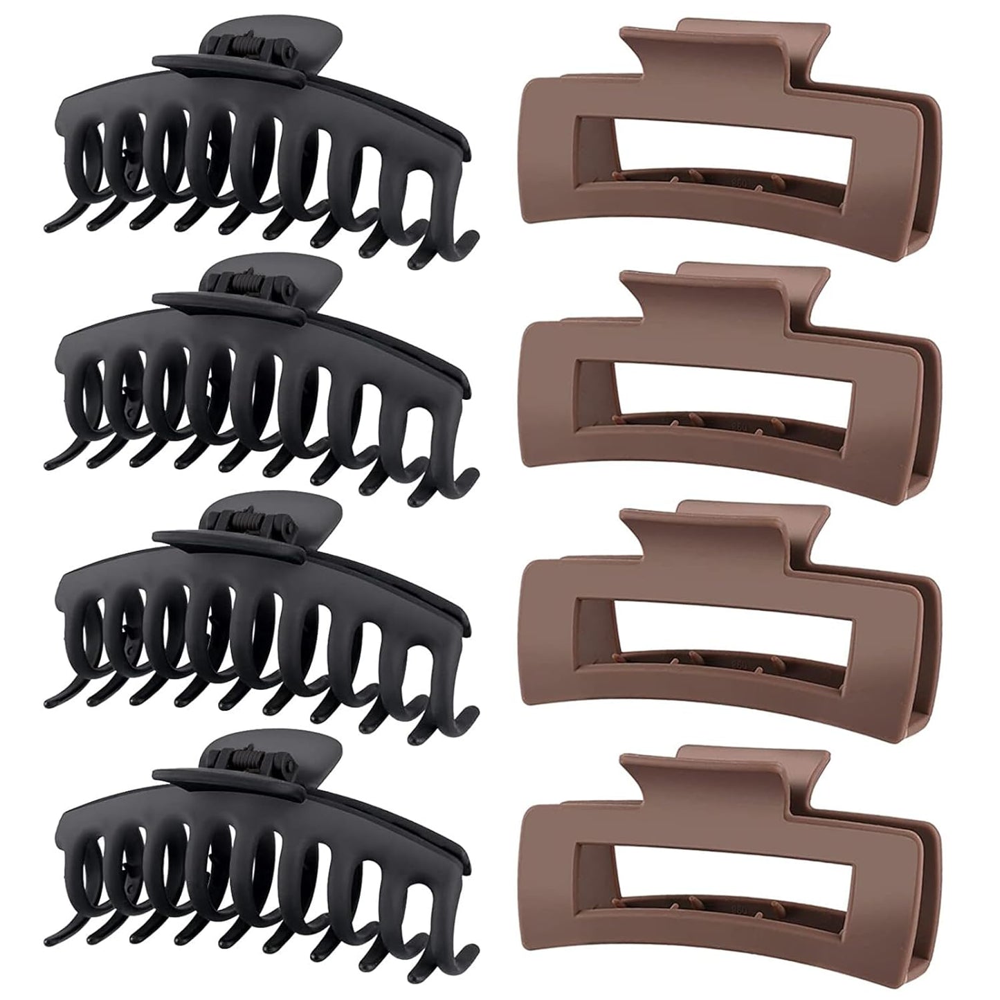 Hair Clips-8pk.(2 Styles) Matte Finish