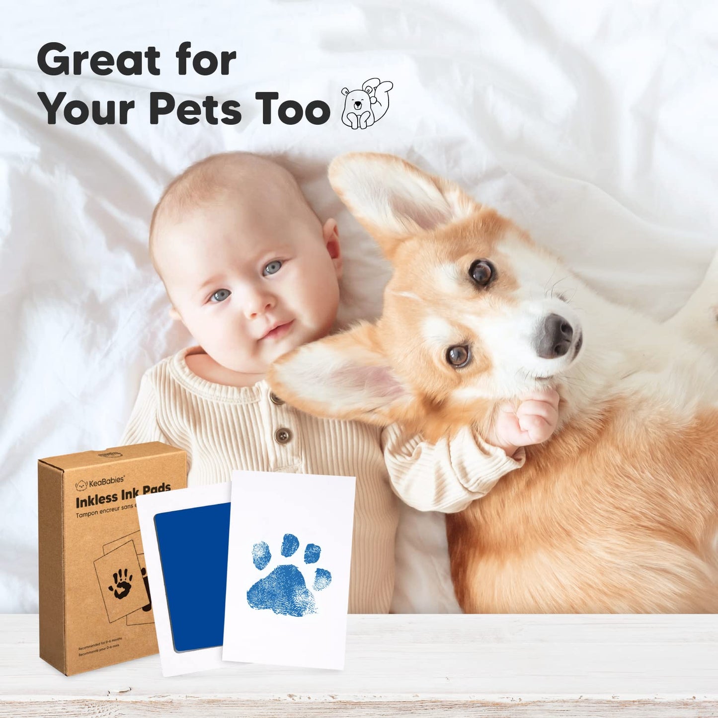 Inkless Pad for Baby Hand and Footprints -4-Pack/ Dog Paw or Nose