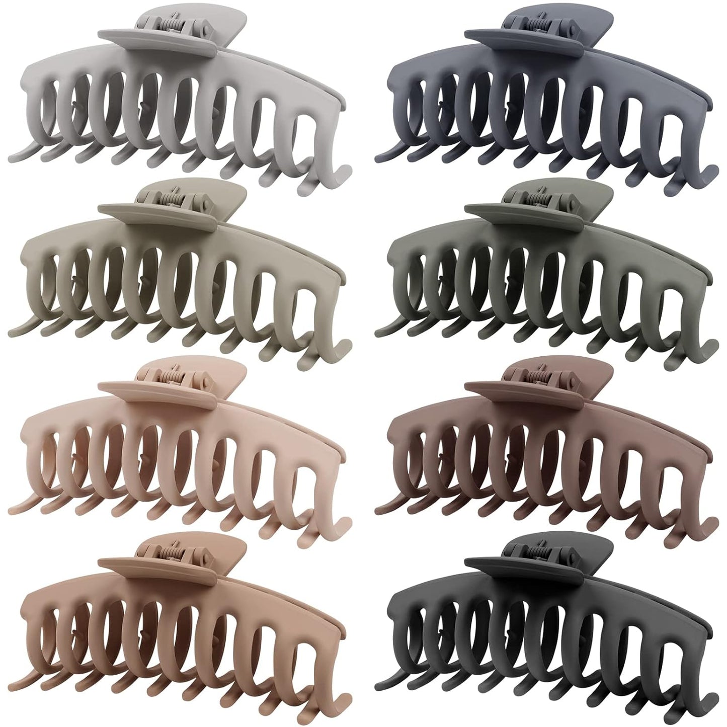 Hair Clips-8pk.(2 Styles) Matte Finish