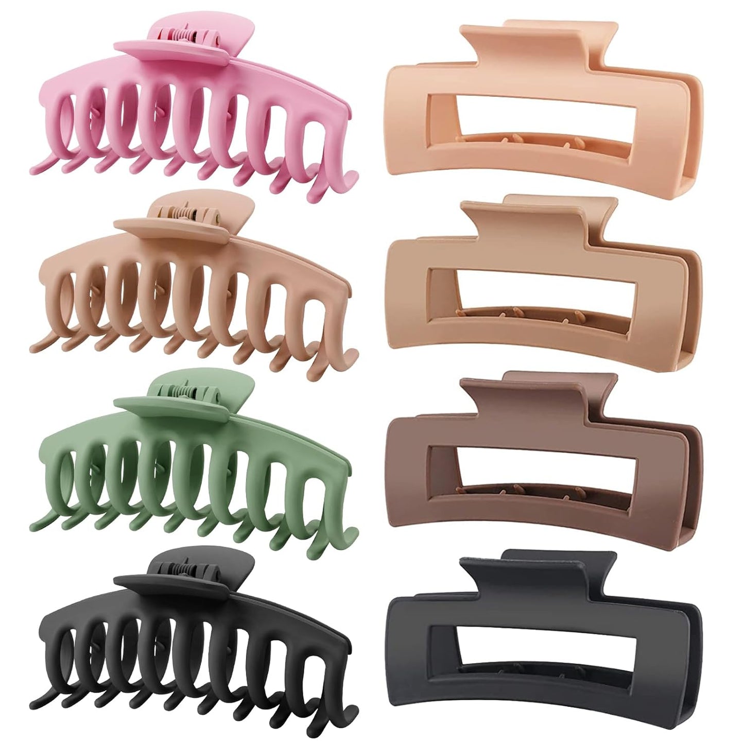 Hair Clips-8pk.(2 Styles) Matte Finish