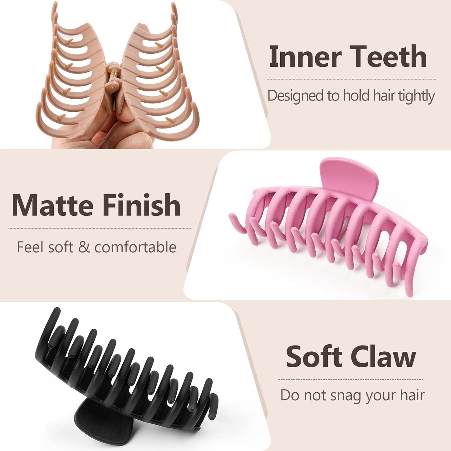 Hair Clips-8pk.(2 Styles) Matte Finish