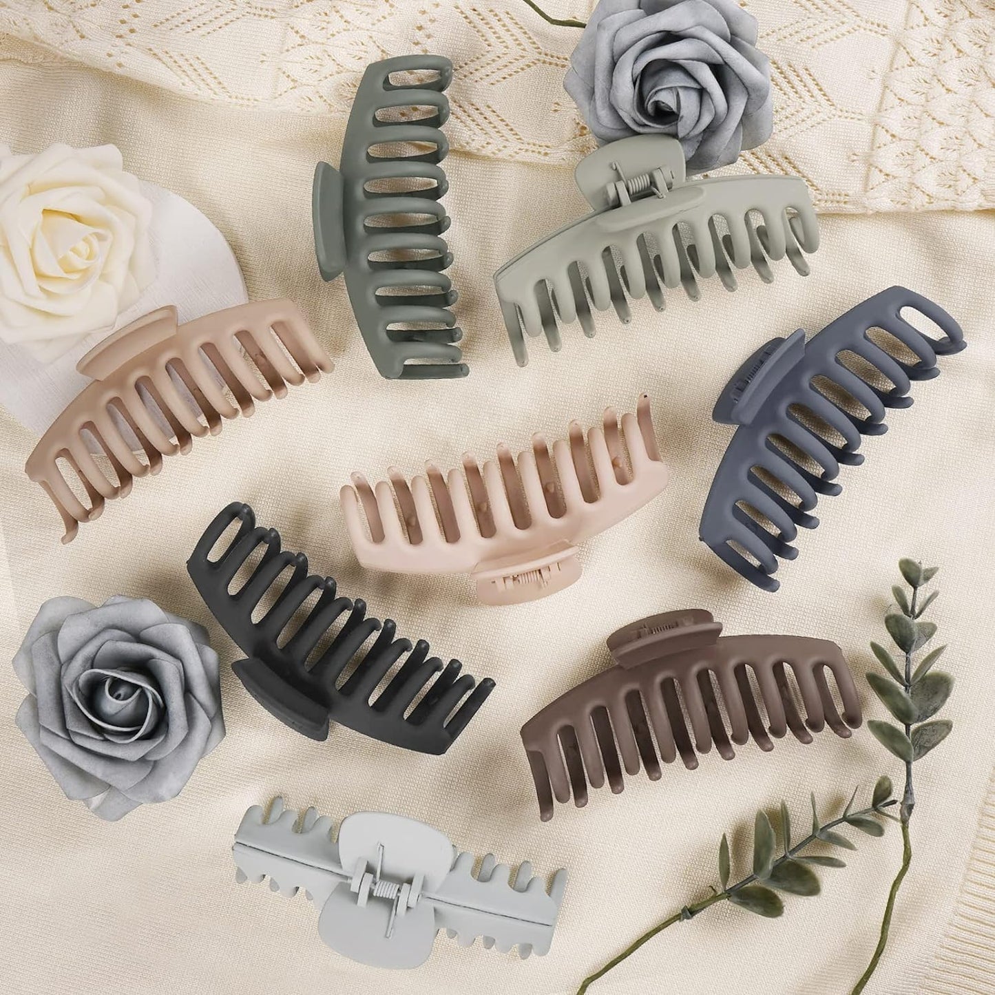 Hair Clips-8pk.(2 Styles) Matte Finish